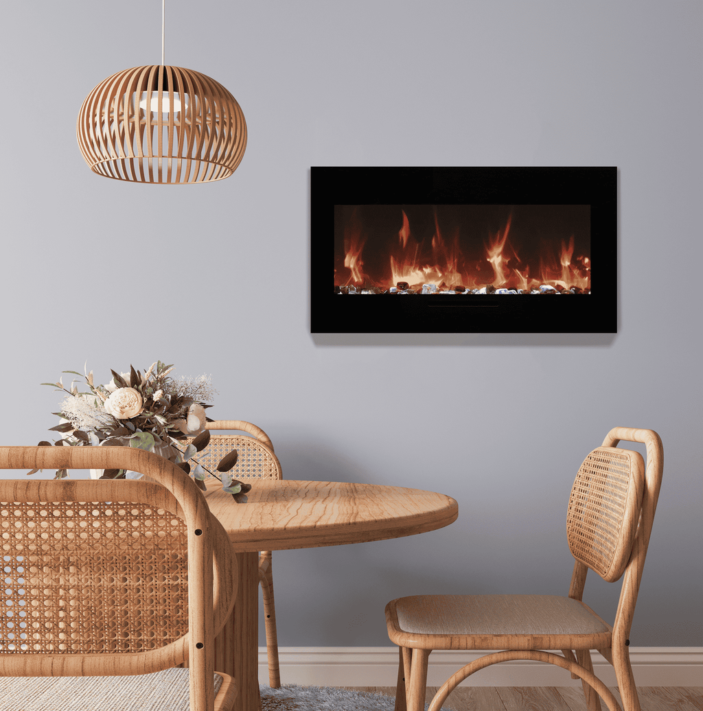Wall Mount/ Flush Mount Smart Electric  26" Indoor / Outdoor WiFi Enabled Fireplace, Featuring a MultiFunction Remote Control , Multi Speed Flame Motor