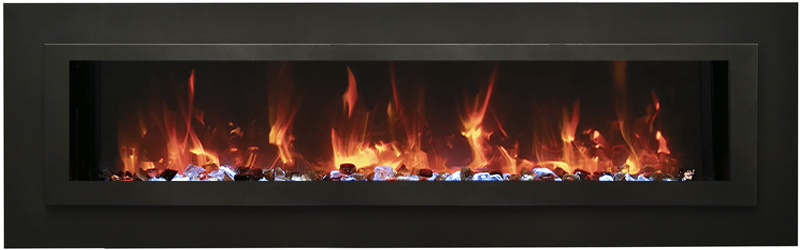 Wall Mount / Flush Mount - 34" Electric Fireplace with a Steel Surround and Glass Media