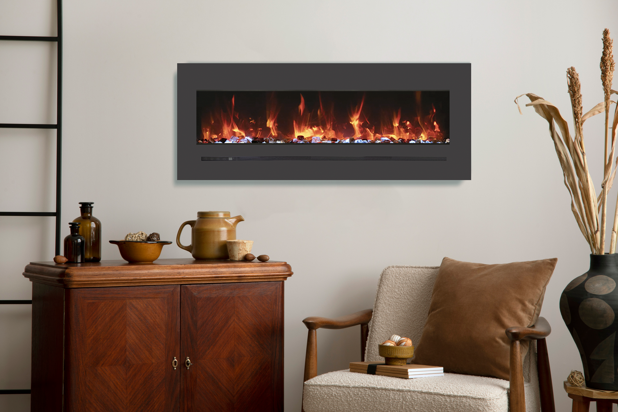 Wall Mount / Flush Mount - 72" Electric Fireplace with a Steel Surround and Glass Media