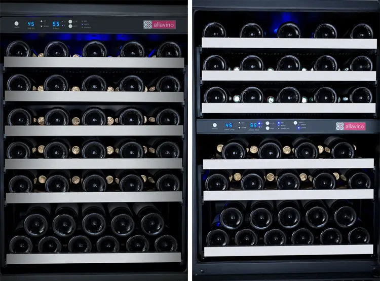 Allavino FlexCount Series 249 Bottle Three Zone Semi-Tall Side-by-Side Wine Refrigerators with Stainless Steel Doors